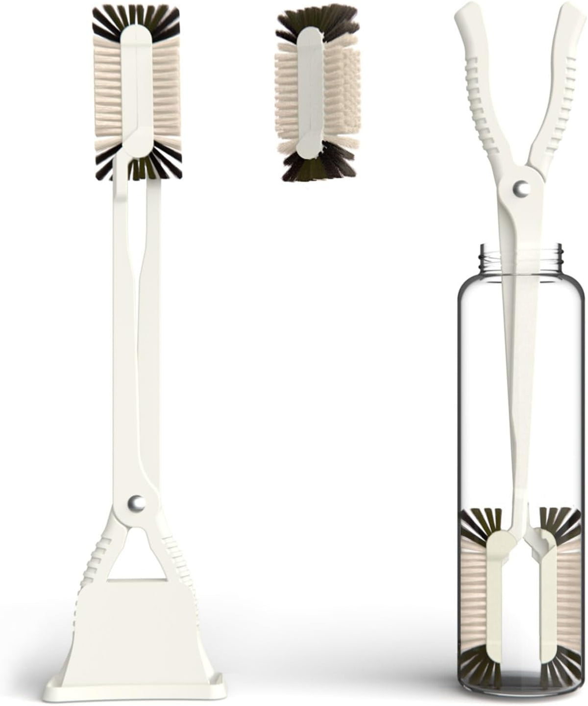 Bottle Brush and Two Replacement Brush Heads Set, 14-Inch Long Handle | Bottle Brush with Stand, Bottle Cleaner. Perfect for Water Bottles